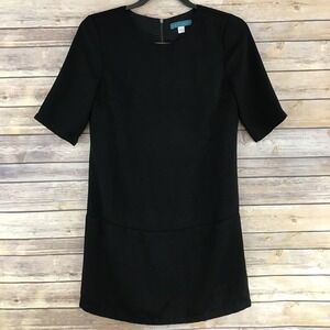 Pim + Larkin Dress Womens XS Black Short Sleeve‎ Shift Crew Neck Back Zipper